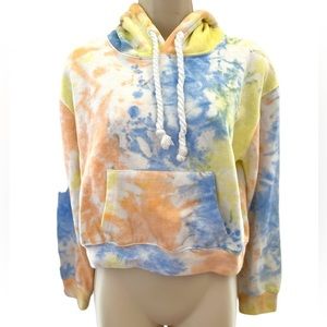 Women’s Tie- Dye Crop Hoodie-Juniors Medium-Like New- Front Pocket-Soft Blue